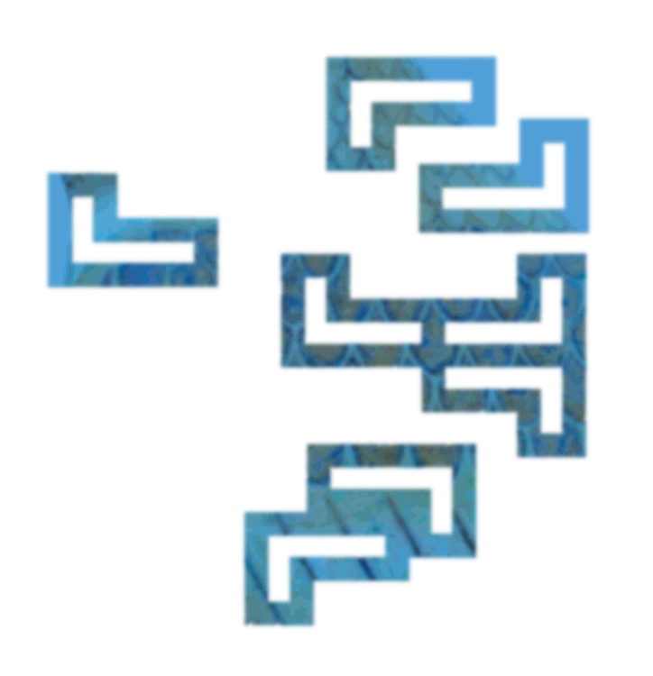 Blue L-shaped blocks slightly out of focus